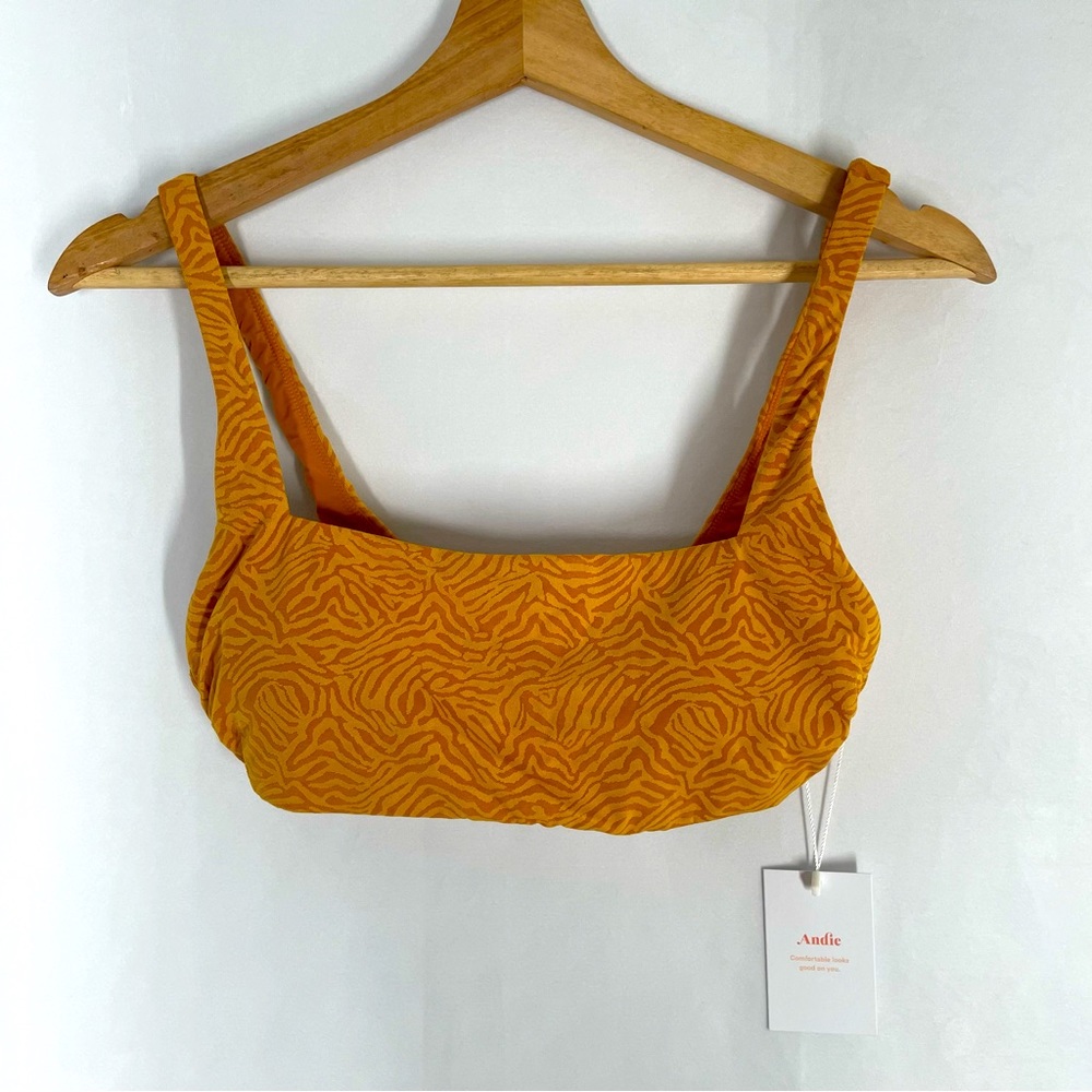 Andie Swim The Rye Top S Topaz Bathing Suit Yellow Textured